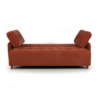Canapé-lit convertible 2 places en tissu rouge bordeaux avec pieds en bois pour salon, appartement, mobilier de maison