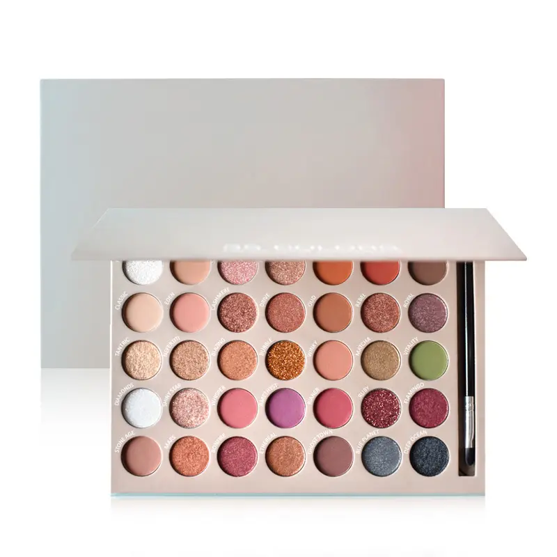 Großhandel Cremiges Augen Make-up 35 Farben Hoch pigmentierte Glow Nude Cream Lidschatten-Palette mit Pinsel