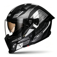 Casque de moto modulaire américain de style Mecha noir mat avec visière transparente, casque intégral