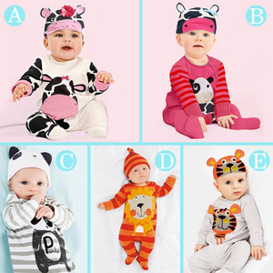 Barboteuses unisexes pour bébés Hooyi Stripe Lion Cute Baby Boys Clothes Newborn Rompers Hat Sets Orange Bebe Pajamas Suit Jumpsuit - Product Image 4