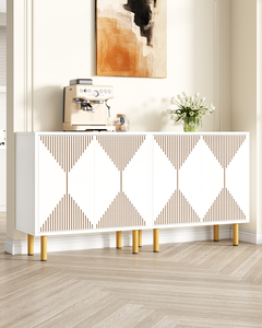 Buffet Tribesigns <span class=keywords><strong>blanc</strong></span> de 59 pouces avec pieds dorés, armoire de rangement à 4 portes pour salon, salle à manger, garage - Product Image 1