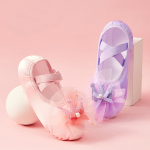 Zapatos <span class=keywords><strong>de</strong></span> <span class=keywords><strong>Ballet</strong></span> <span class=keywords><strong>de</strong></span> Satén para Niñas, Estilo Princesa, con Suela Suave y Corona, para Danza, Tendencia 2026 - Product Image 3