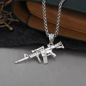 Collar con Colgante de Pistola de Rifle Automática, Joyería de Moda Hip Hop de Plata de Ley 925 Personalizada - Product Image 2
