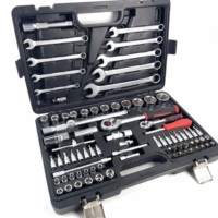 Kit d'outils à main de réparation automobile 82 pièces boîte à outils combinée professionnelle jeu de clés à douille et clé à cliquet 1/2 "1/4" mallette à outils