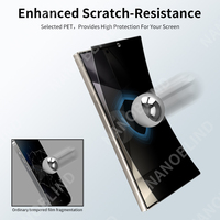 Protector de Pantalla Mate Anti-Espía de 4 Vías Compatible con Fundas para Samsung S24 Ultra, Filtro de Privacidad, Película Protectora de Pantalla Nano Resistente a Golpes