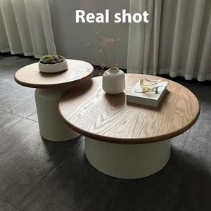 Gran oferta, mesa auxiliar de sofá redonda moderna, gris oscuro, extensible para sala de estar, muebles para el hogar hechos de mármol - Product Image 2