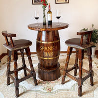 Table de bar et tabourets de comptoir haut en bois pour arrière-cour vintage personnalisé