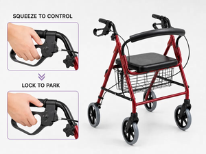 Déambulateur pliant à 4 roues avec siège et panier de rangement, cadre en aluminium, imperméable, aide à la mobilité pour adultes, OEM - Product Image 5