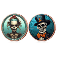 Pièce de monnaie de collection 1 oz en cuivre pur 99,9 %, motif crâne gothique steampunk, pour couple, Halloween