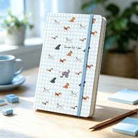 Carnet en cuir PU bleu doux format A5, 100 pages, motif imprimé, avec sangle mignonne pour prise de notes, édition cadeau