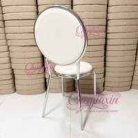 Chaise de mariage de luxe 2026 personnalisée en usine, design détachable, dossier en O, métal argenté brillant, empilable, pour salle à manger, hôpital, maison, bureau