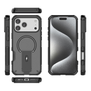 Custodia Magnetica Antiurto per Telefono con Cavalletto Integrato, <span class=keywords><strong>Cover</strong></span> Protettiva Trasparente con Impugnatura Antiscivolo per <span class=keywords><strong>Smartphone</strong></span> - Product Image 6