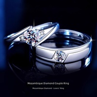 Bagues de mariage pour couple en moissanite couleur D, en argent sterling 925, serties de diamants, bagues de fiançailles géométriques simulées