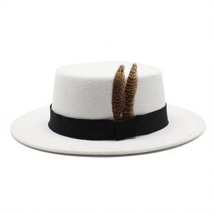 Sombrero Fedora de Fieltro con Copa Plana y Ala Ancha para Hombre y Mujer, Estilo Vintage Británico Retro, Ideal para Otoño, Casual, Pesca, Viajes, Bodas y Fiestas - Product Image 5