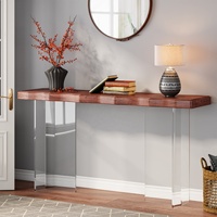Table console en acrylique transparent décoratif de 120cm en bois de style minimaliste moderne pour meubles de salon
