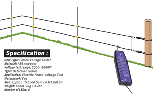 Probador electrónico de voltaje de cerca de 6 lámparas para todos los energizadores de cerca de pulso para lecturas de enrejado y puertas claras y precisas - Product Image 6