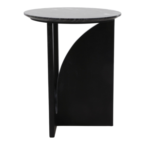 Tavolino rotondo con piano in marmo, moderno tavolino in legno per piccoli spazi e comodino - Product Image 1