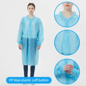 Factory Wholesale Blue Fink White Yellow Disposable Spa Gown Farm Clothing Workwear Lab Coats For Women