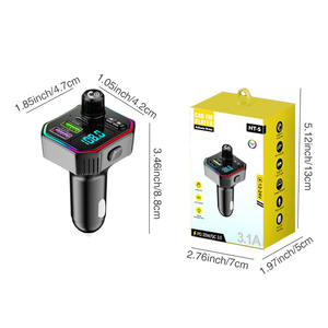 Accesorios portátiles para coche, reproductor de <span class=keywords><strong>MP3</strong></span> BT 5,0, llamada manos libres, transmisor FM inalámbrico para coche con luz ambiental de colores, para el coche, para el coche, para el año - Product Image 1