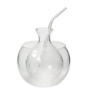 Factory price glass juice transparent glass cup simple cocktail with straw dry ice tableware