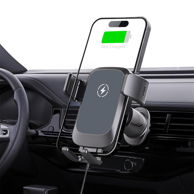 Automatic Clamping Electric Wireless Car Charger Mount QC3.0/QC4.0 Type-C 15W 9V/2A 360 Rotation Fireproof Mobile Phone Android