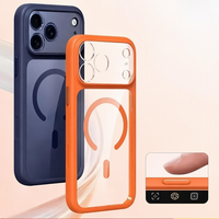 Étui de protection antichoc en TPU+PC avec cadre magnétique coloré transparent AI Smart Button N52 pour iPhone 18 Pro Max