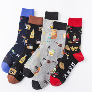 Chaussettes en coton 200N pour hommes, fantaisie, motif <span class=keywords><strong>alcool</strong></span>, vin, bière, baril, <span class=keywords><strong>Martini</strong></span>, vin rouge, pour les amateurs de boissons, cadeau décontracté pour bar - Product Image 1