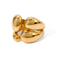 Bagues Chics Dainty J&D pour Femmes en Acier Inoxydable 18 Carats, Style INS, Bagues Volumineuses Double Couche Brillantes