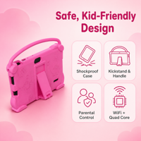 Tablette PC Android 12 pour enfants, 7 pouces, avec étui en silicone, WiFi, double caméra, 3000 mAh, écran IPS 1024x600, 4 Go + 32 Go, processeur Quad Core