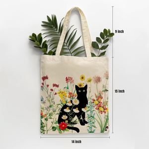 Bolsa de Tela de Algodón Reciclable con Estampado de Animales y Logotipo Personalizado, Ecológica, Reutilizable, con Asas Dobles y Cierre de Cremallera, para Regalo - Product Image 2