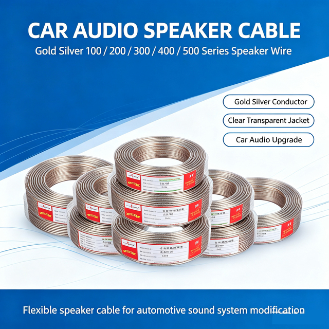 Gold Silver 100 200 300 400 500 Series Car Audio Speaker Cable Clear Transparent Jacket Conductor Automotive Sound Upgrade Wire