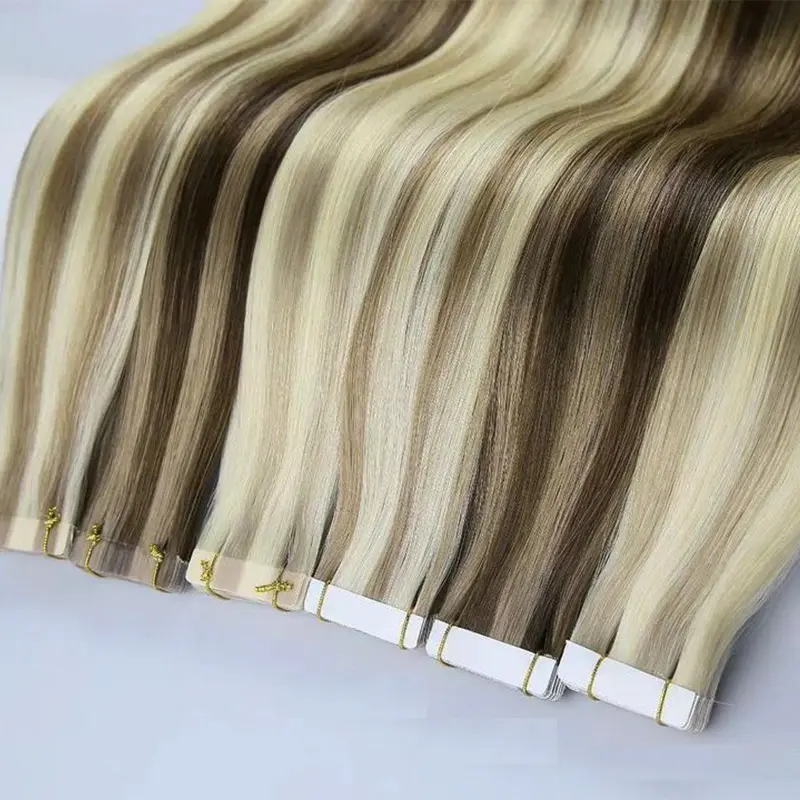 rohes haarband in fabrikpreis unverarbeitetes natives an kopfhaut ausgerichtetes russisches hellblondes band in verlängerungen echthaar