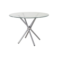 Petite table de salle à manger ronde en verre personnalisée par l'usine Table en verre trempé transparent Table basse de salon