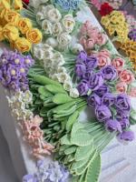 Vente en gros 2026, bouquet de roses et de lys en crochet fait main, 40 cm, fleurs artificielles en gros pour la Saint-Valentin, la fête des mères