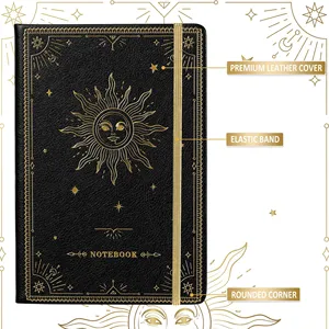 Cuaderno Celestial A5 Premium Personalizado con Lámina Dorada, Astrología, Cuero PU, Hojas Sueltas Rayadas, Diario, Regalo - Product Image 3