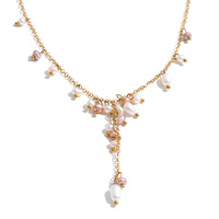 Collier élégant JINYOU 8147 avec pendentif en perle d'eau douce naturelle, plaqué or PVD, résistant à l'eau, avec breloque délicate