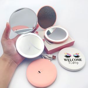 Usb <b>Rechargeable</b> Portable Travel Handheld Pocket Foldable <b>Led</b> Light Fold Portable Travel <b>Led</b> Make up Compact <b>Mirror</b> - Product Image 2