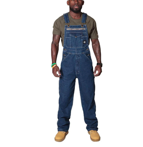 WSU-014 Ready to Ship Multi-pocket Loose Jeans Trousers Cotton Denim <strong>Overalls</strong> for <strong>Men</strong> - Product Image 2