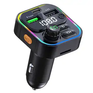 Car 22.5W Super Fast Charging Car MP3 Player Bluetooth-Adapter Hands-Free Call U Disk TF Card FM Transmitter
