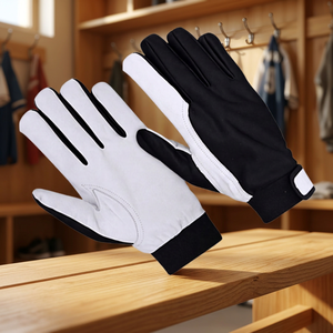 Gants de sécurité JNA GROUP blancs et noirs en polyester, avec bouts de doigts antidérapants, poignet élastique, 11 oz, 10 pouces, usage général, niveau d'impact - Product Image 5