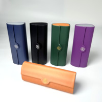 Ensemble d'étuis à lunettes personnalisés de qualité supérieure, en PU véritable, pochette souple pliable, boîte de rangement, étui miroir pliable texturé luxueux