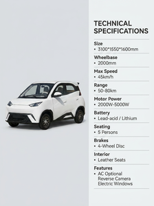 Auto Eléctrico ESUN60V con Motor <span class=keywords><strong>de</strong></span> Litio <span class=keywords><strong>de</strong></span> 200-300kW, Autonomía <span class=keywords><strong>de</strong></span> 101-200 km, 4 Puertas, 5 Plazas, Vehículo Eléctrico <span class=keywords><strong>de</strong></span> 4 Ruedas, Ideal para el Transporte <span class=keywords><strong>de</strong></span> Personas Mayores - Product Image 4