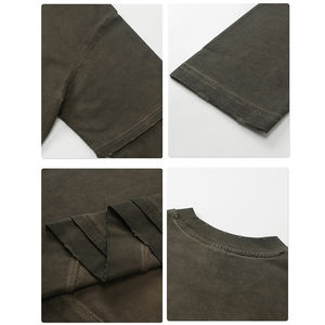 T-shirt surdimensionné à manches longues pour homme, t-shirt unisexe personnalisé à épaules tombantes, en coton lavé à l'eau, t-shirt pour homme - Product Image 5