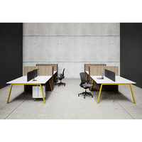 Table de travail de bureau en bois modulaire contemporaine pour 4 personnes, meuble de bureau pour zone du personnel