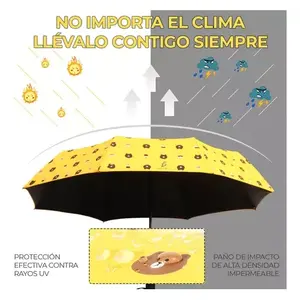 Parapluie pliable de dessin animé avec protection UV et protège-chaussures imperméable en silicone pour adultes, 8 baleines en polyester droit - Product Image 4