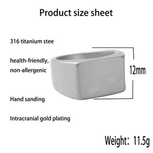yunnique Men's <b>Titanium</b> Steel Square <b>Ring</b> Silver Geometric Retro Style Gift Jewelry 16039 - Product Image 2