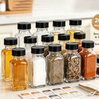 Vente en gros de bouteilles en verre transparent carrées de 2 oz avec couvercle en plastique pour épices, sel, poivre, stockage de boissons