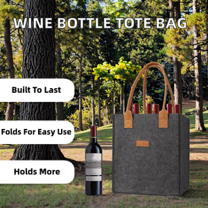 Bolsa de Transporte para Botellas de Vino Tinto <span class=keywords><strong>HAPPYWAY</strong></span>, Plegable, Portátil, Estilo Clásico, Patrón de Rejilla de Diamantes, Fieltro de Poliéster, Bolsa de Viaje Grande - Product Image 2