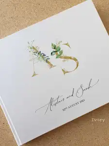व्यक्तिगत शादी अतिथि पुस्तक पत्ते पहले अक्षर डिजाइन रंग विकल्प के लिए उपलब्ध पुस्तक और डिजाइन