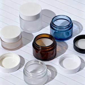 Cosmetic Cream <b>Jars</b> <b>Empty</b> 50g 30g 60g 100g Body Scrub Packaging 5g 10g 15g 20g Frosted Glass <b>Jars</b> With White Lids - Product Image 3